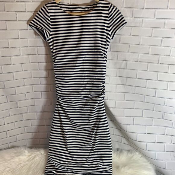 Boden Striped Ruched Waist Dress Size 2 - Picture 3 of 6